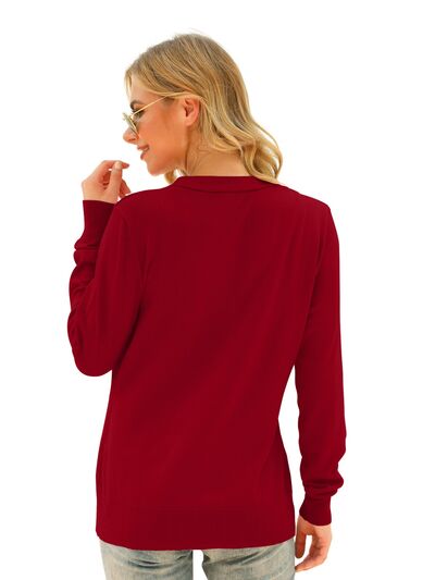 Button Up V-Neck Long Sleeve Cardigan - Charming Charlie