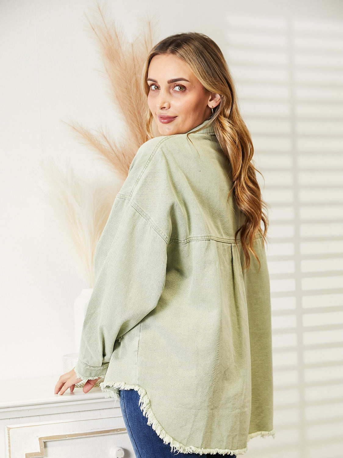 Distressed Raw Hem Denim Jacket - Charming Charlie