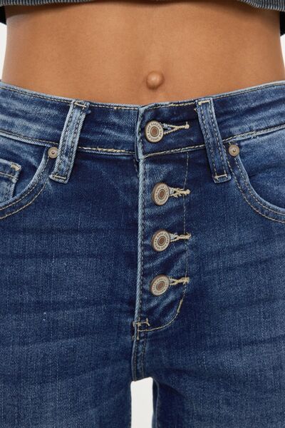 Kancan Full Size Cat's Whiskers Button Fly Denim Shorts - Charming Charlie
