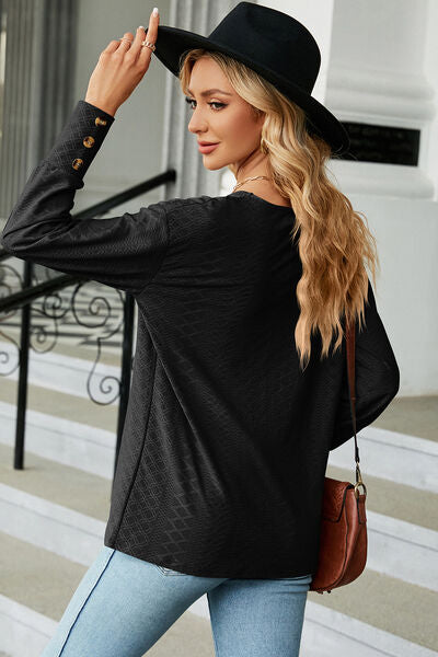 V-Neck Lantern Sleeve T-Shirt - Charming Charlie