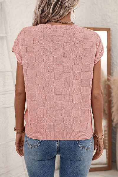 Plaid Pocketed Round Neck Sweater - Charming Charlie