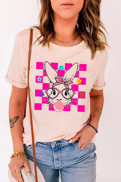 Rabbit Round Neck Short Sleeve T-Shirt - Charming Charlie