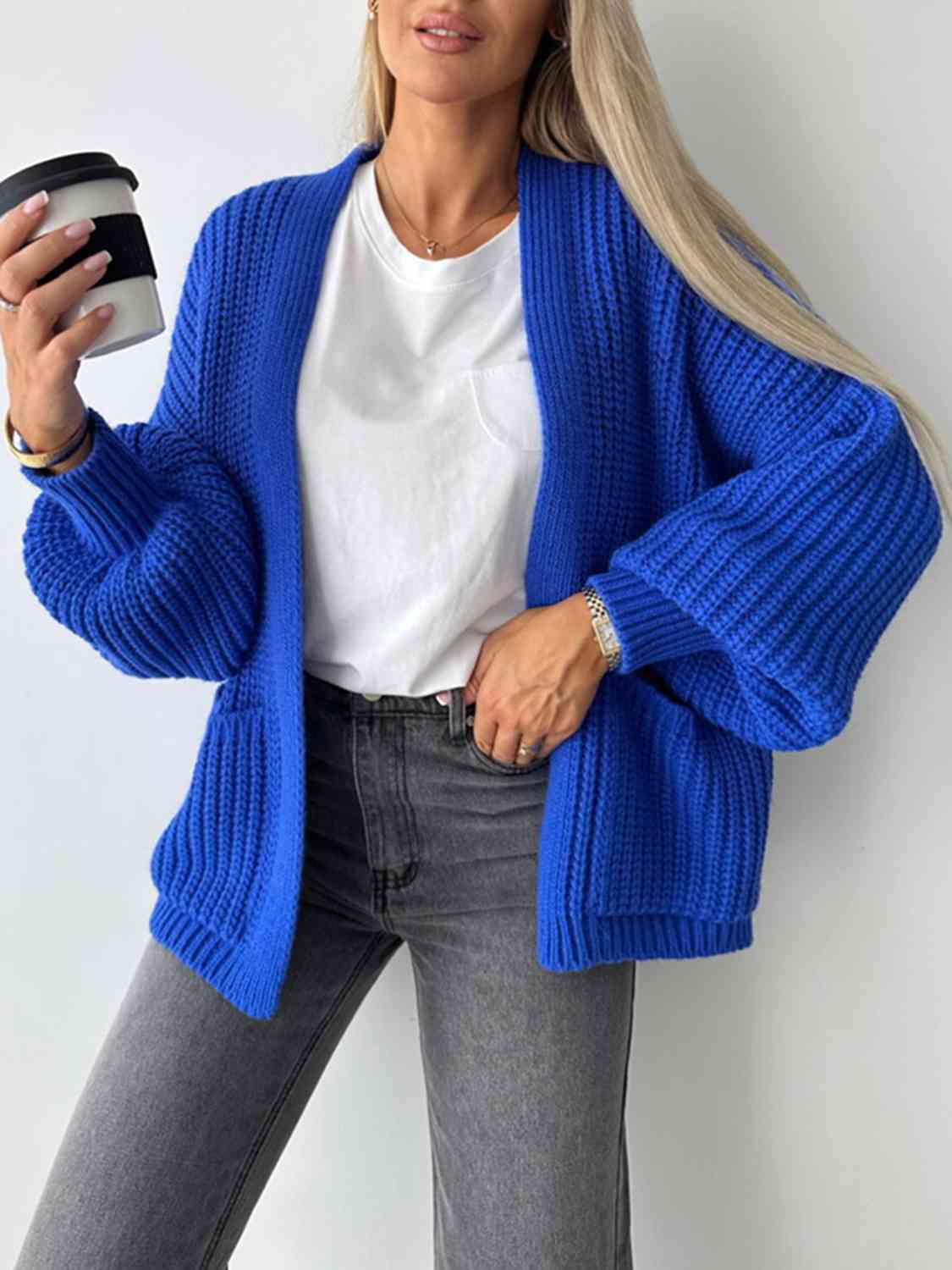 Open Front Dropped Shoulder Cardigan - Charming Charlie