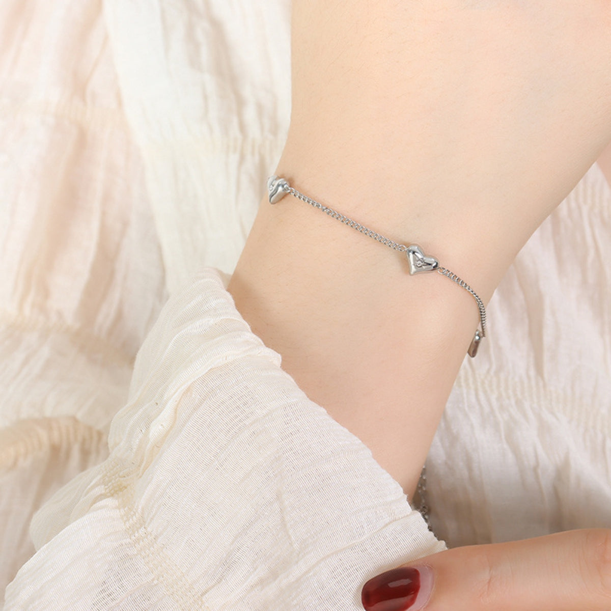 Titanium Steel Zircon Heart Bracelet - Charming Charlie