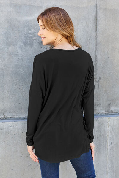 Basic Bae Full Size Round Neck Dropped Shoulder T-Shirt - Charming Charlie