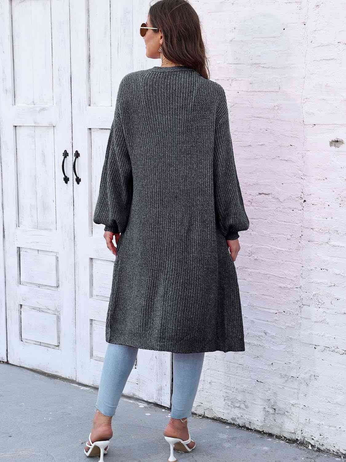 Open Front Longline Cardigan with Pockets - Charming Charlie