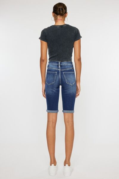 Kancan Full Size Cat's Whiskers Button Fly Denim Shorts - Charming Charlie