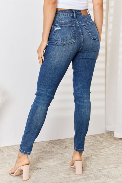 Judy Blue Full Size High Waist Distressed Slim Jeans - Charming Charlie