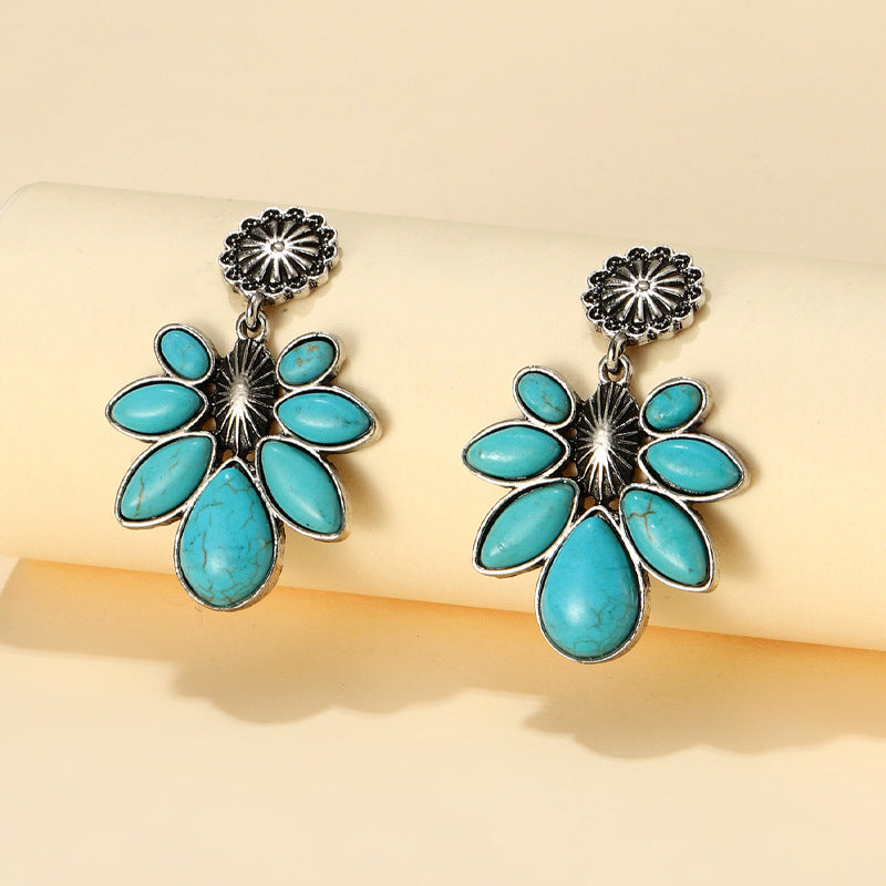 Artificial Turquoise Flower Earrings - Charming Charlie