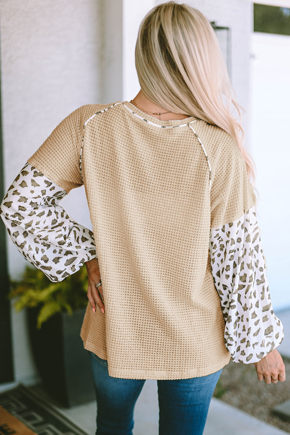 Waffle-Knit Balloon Sleeve Blouse - Charming Charlie