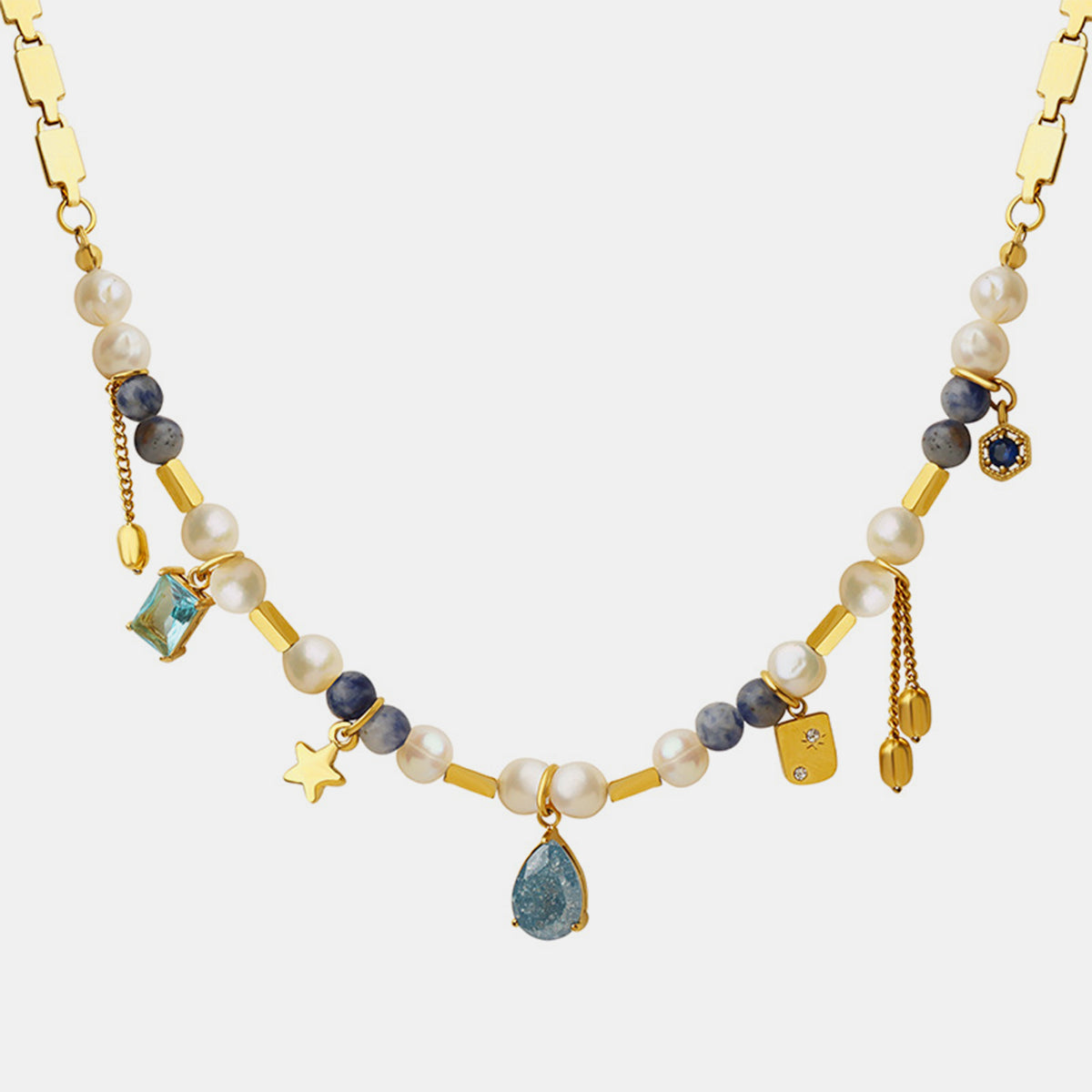 18K Gold-Plated Beaded Charm Necklace - Charming Charlie