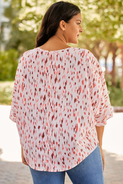 Plus Size Printed V-Neck Blouse - Charming Charlie