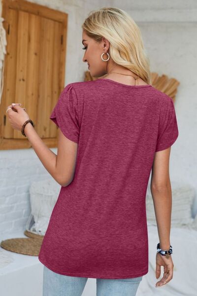 V-Neck Petal Sleeve T-Shirt - Charming Charlie