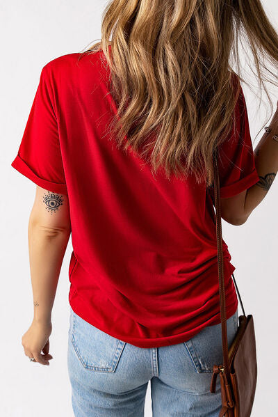 Heart Round Neck Short Sleeve T-Shirt - Charming Charlie
