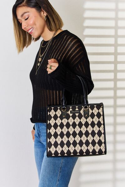 David Jones Argyle Pattern PU Leather Handbag - Charming Charlie
