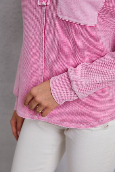 Quarter Button Dropped Shoulder Sweatshirt - Charming Charlie
