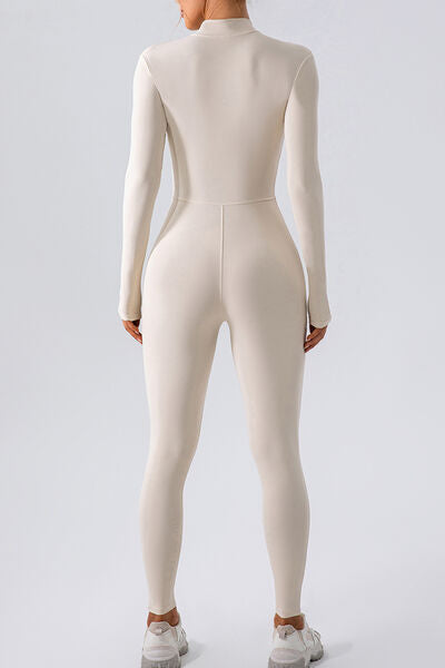 Half Zip Mock Neck Active Jumpsuit - Charming Charlie