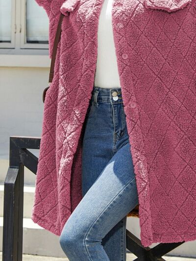 Texture Button Up Dropped Shoulder Coat - Charming Charlie