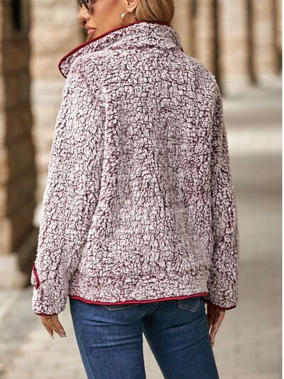 Fuzzy Pocketed Button Up Jacket - Charming Charlie