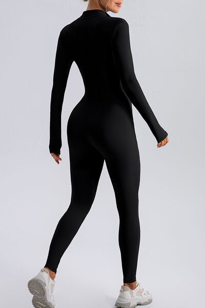 Half Zip Mock Neck Active Jumpsuit - Charming Charlie