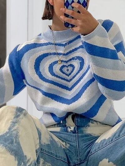 Heart Mock Neck Long Sleeve Sweater - Charming Charlie
