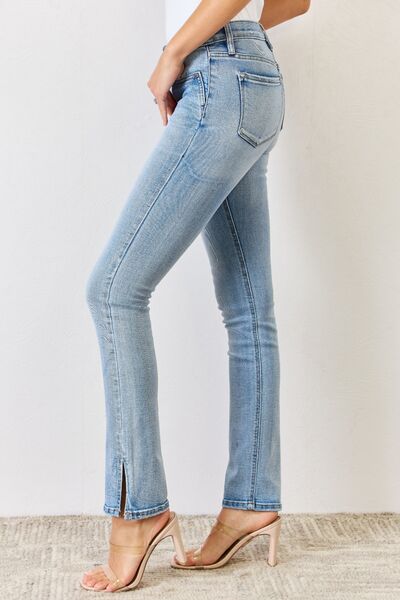 Kancan Full Size Mid Rise Y2K Slit Bootcut Jeans - Charming Charlie