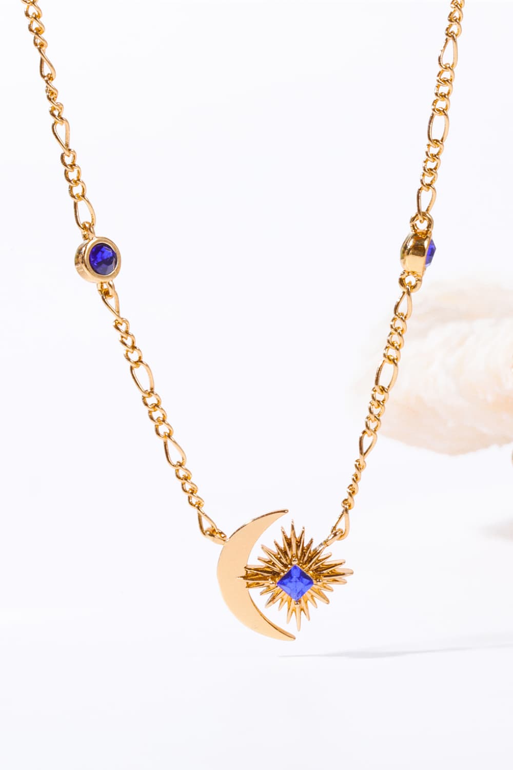 Moon & Star Shape Zircon Pendant Necklace - Charming Charlie