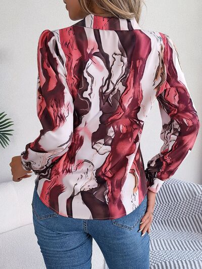 Printed Button Up Long Sleeve Shirt - Charming Charlie