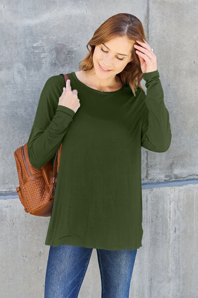 Basic Bae Full Size Round Neck Dropped Shoulder T-Shirt - Charming Charlie