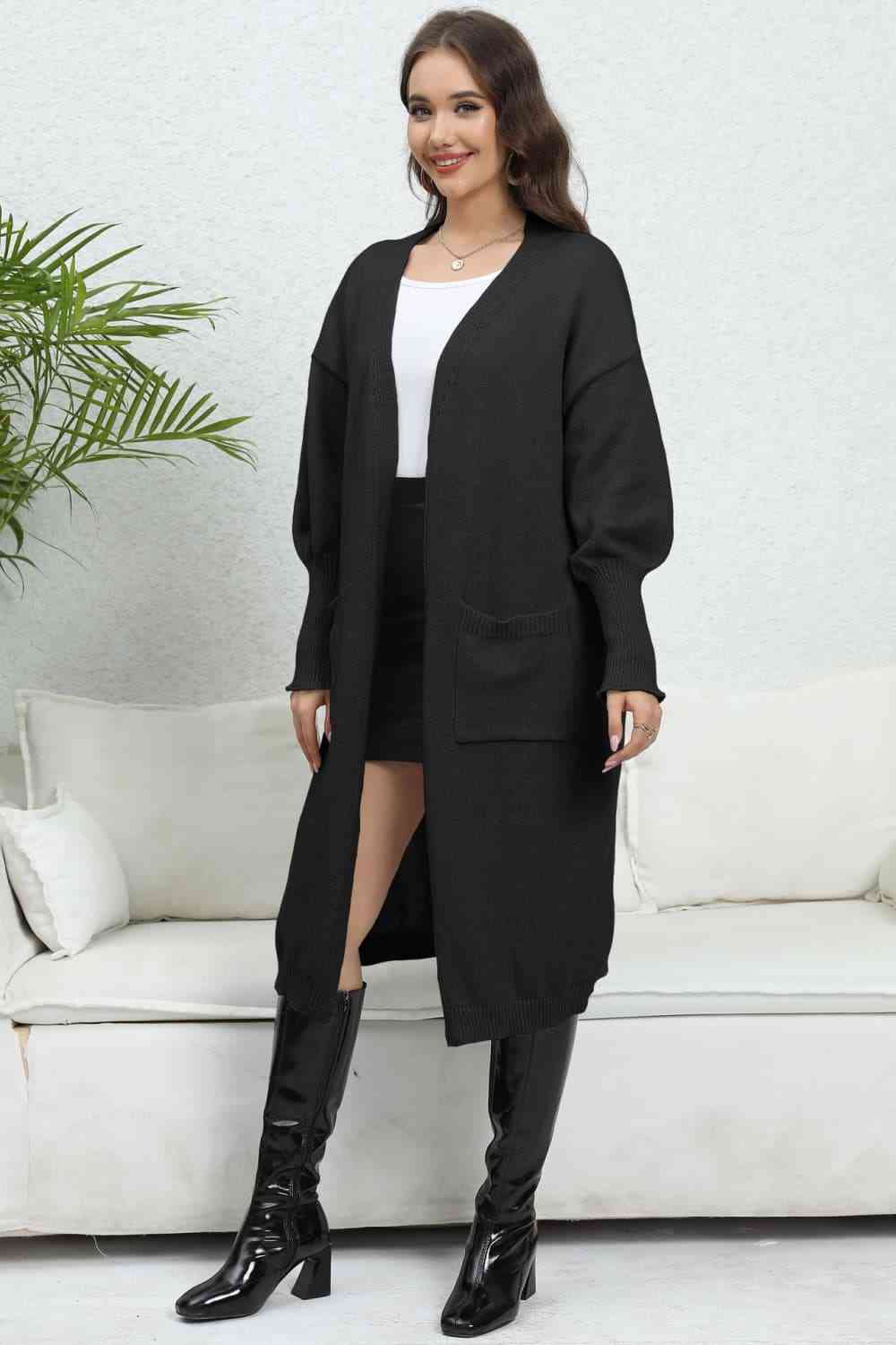 Open Front Dropped Shoulder Cardigan - Charming Charlie