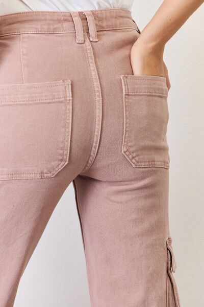 RISEN Full Size High Rise Cargo Wide Leg Jeans - Charming Charlie