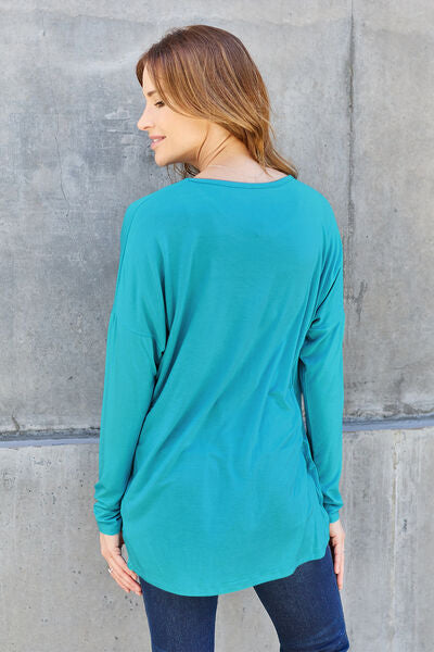 Basic Bae Full Size Round Neck Dropped Shoulder T-Shirt - Charming Charlie