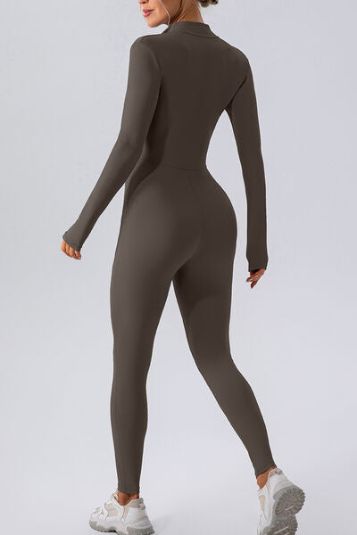 Half Zip Mock Neck Active Jumpsuit - Charming Charlie