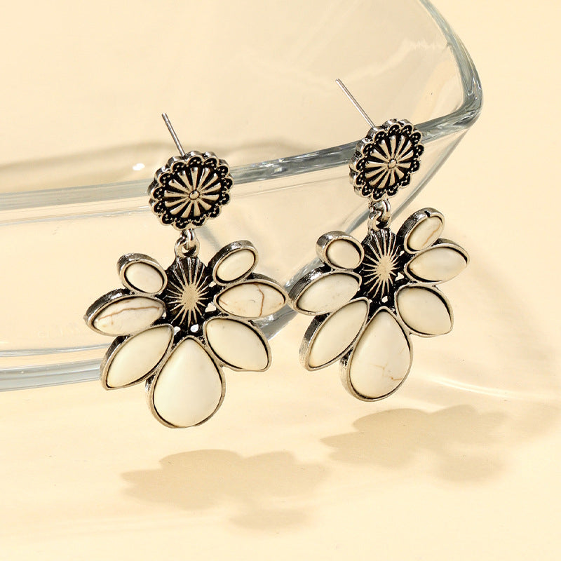 Artificial Turquoise Flower Earrings - Charming Charlie