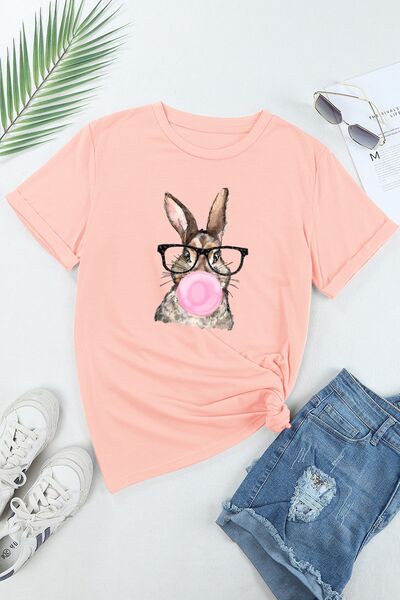 Rabbit Round Neck Short Sleeve T-Shirt - Charming Charlie
