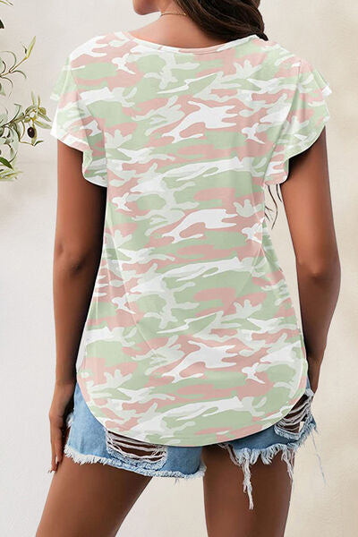 Printed Round Neck Short Sleeve T-Shirt - Charming Charlie