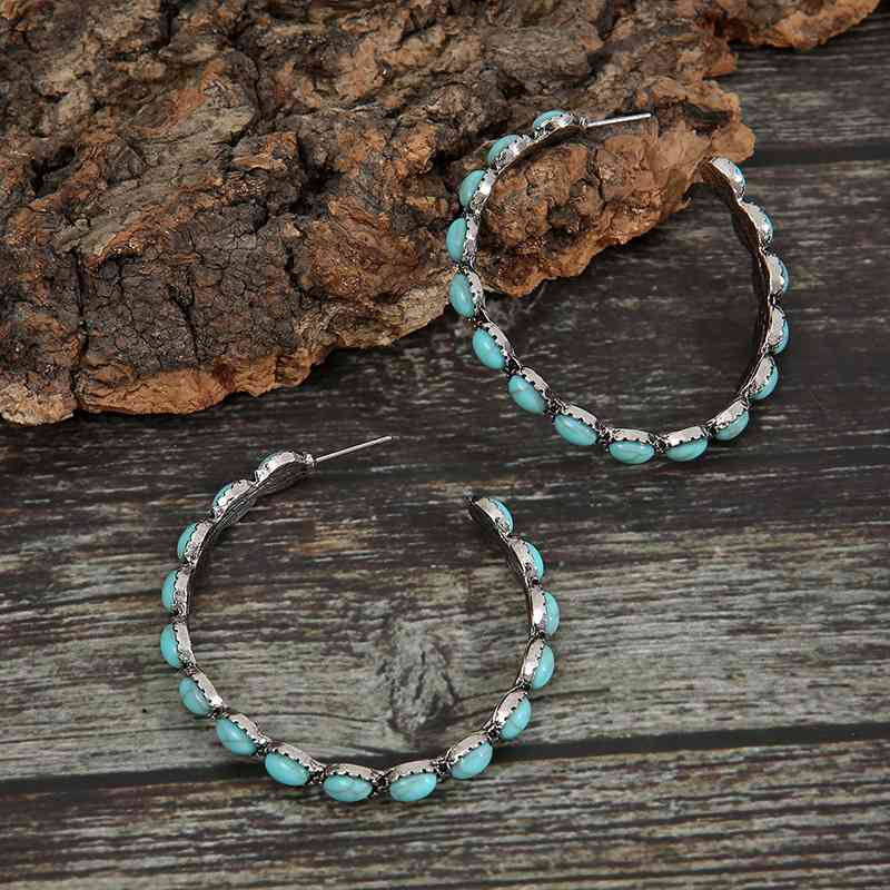 Artificial Turquoise C-Hoop Earrings - Charming Charlie