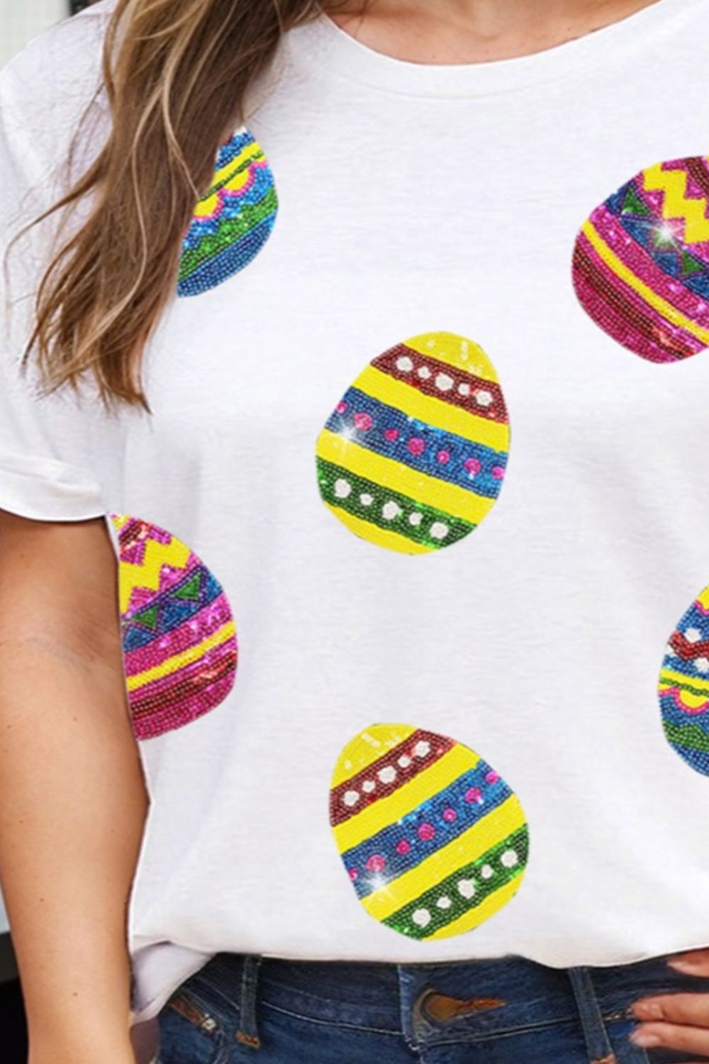 Plus Size Easter Round Neck Short Sleeve T-Shirt - Charming Charlie