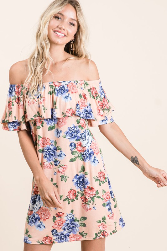 Off the Shoulder Printed Dress - Charming Charlie