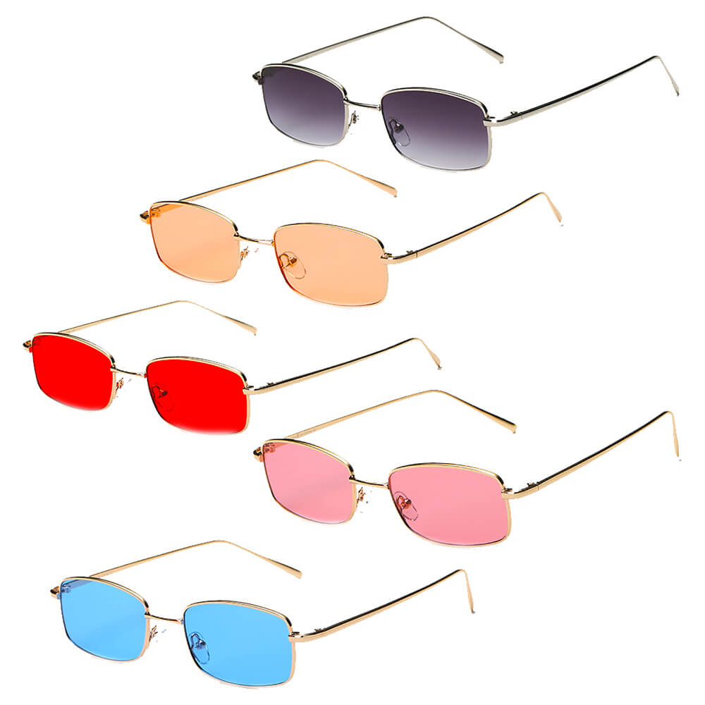 GARNER | S2076 - Retro Vintage Slim Rectangle Sunglasses - Cramilo Eyewear - Stylish Trendy Affordable Sunglasses Clear Glasses Eye Wear Fashion