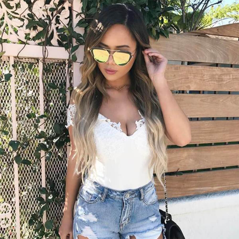GALVESTON | CD11 - Women's Brow Bar Mirrored Lens Cat Eye Sunglasses - Cramilo Eyewear - Stylish Trendy Affordable Sunglasses Clear Glasses Eye Wear Fashion