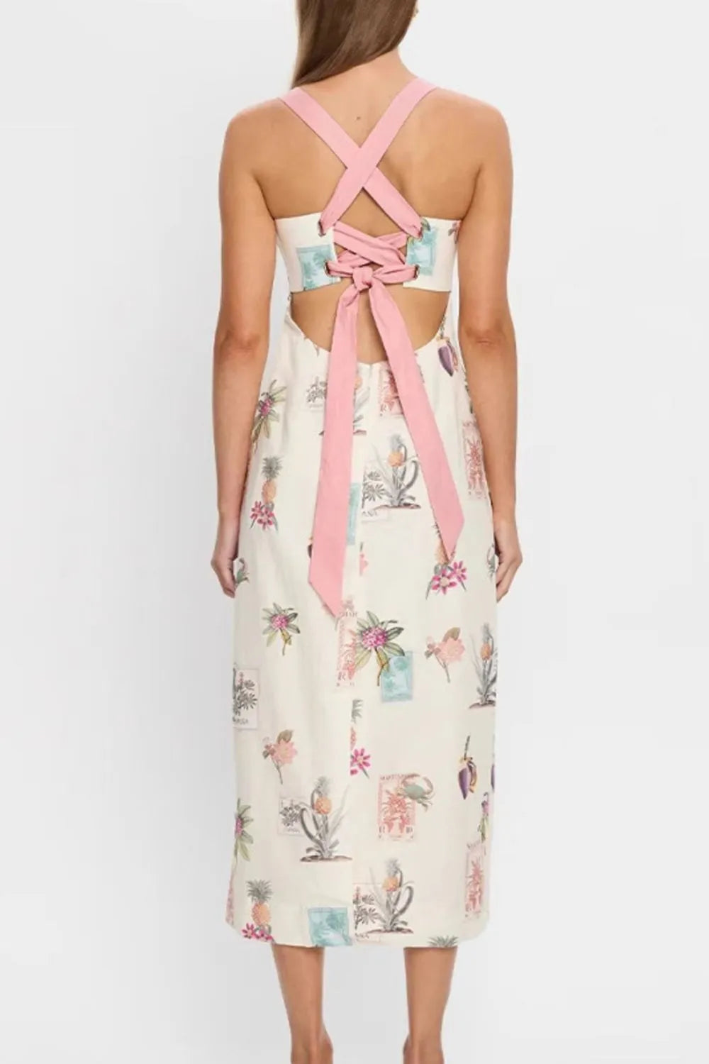 square neck summer dress midi Printed Square Neck Summer Midi Dress Floral / XXL