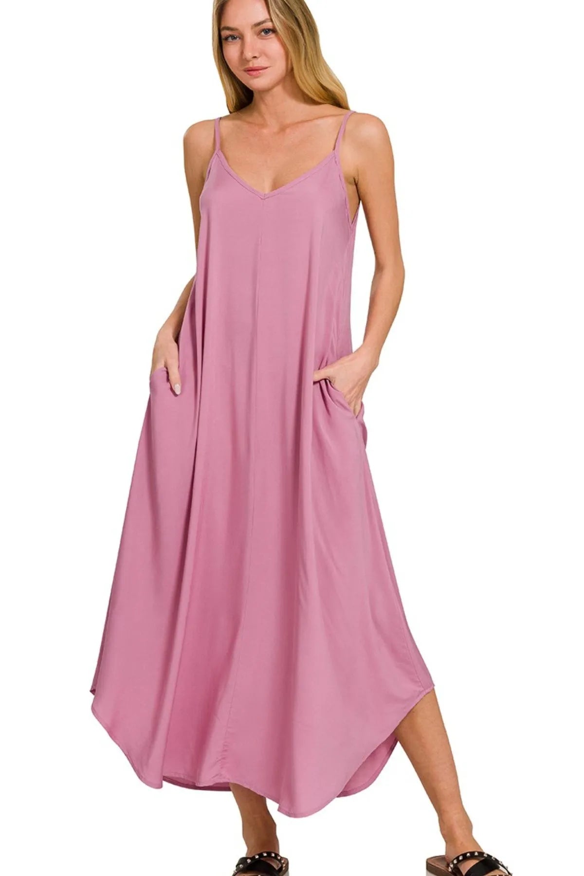 Zenana Woven Arc Hem Cami Dress With Flowy Pockets Charming Charlie Zenana Woven Arc Hem Cami Dress With Flowy Pockets Charming Charlie