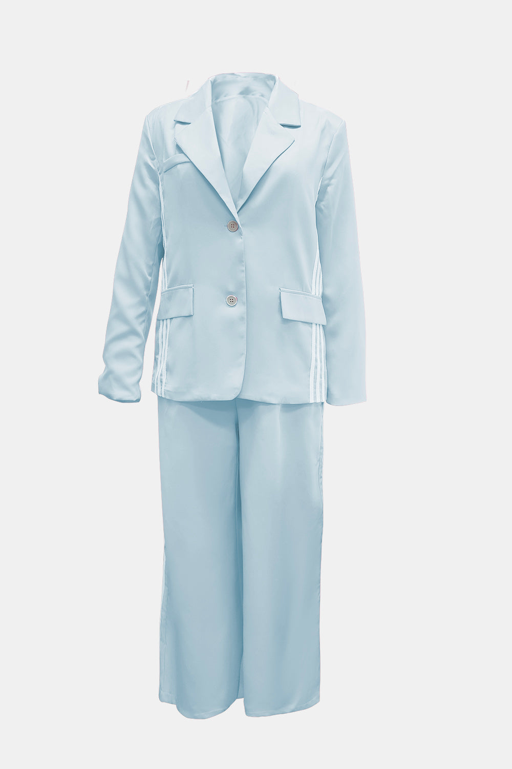 Side Striped Long Sleeve Blazer and Pants Set - Charming Charlie