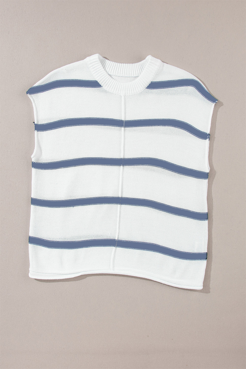 Striped Round Neck Cap Sleeve Sweater - Charming Charlie