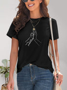 Graphic Round Neck Short Sleeve T-Shirt - Charming Charlie