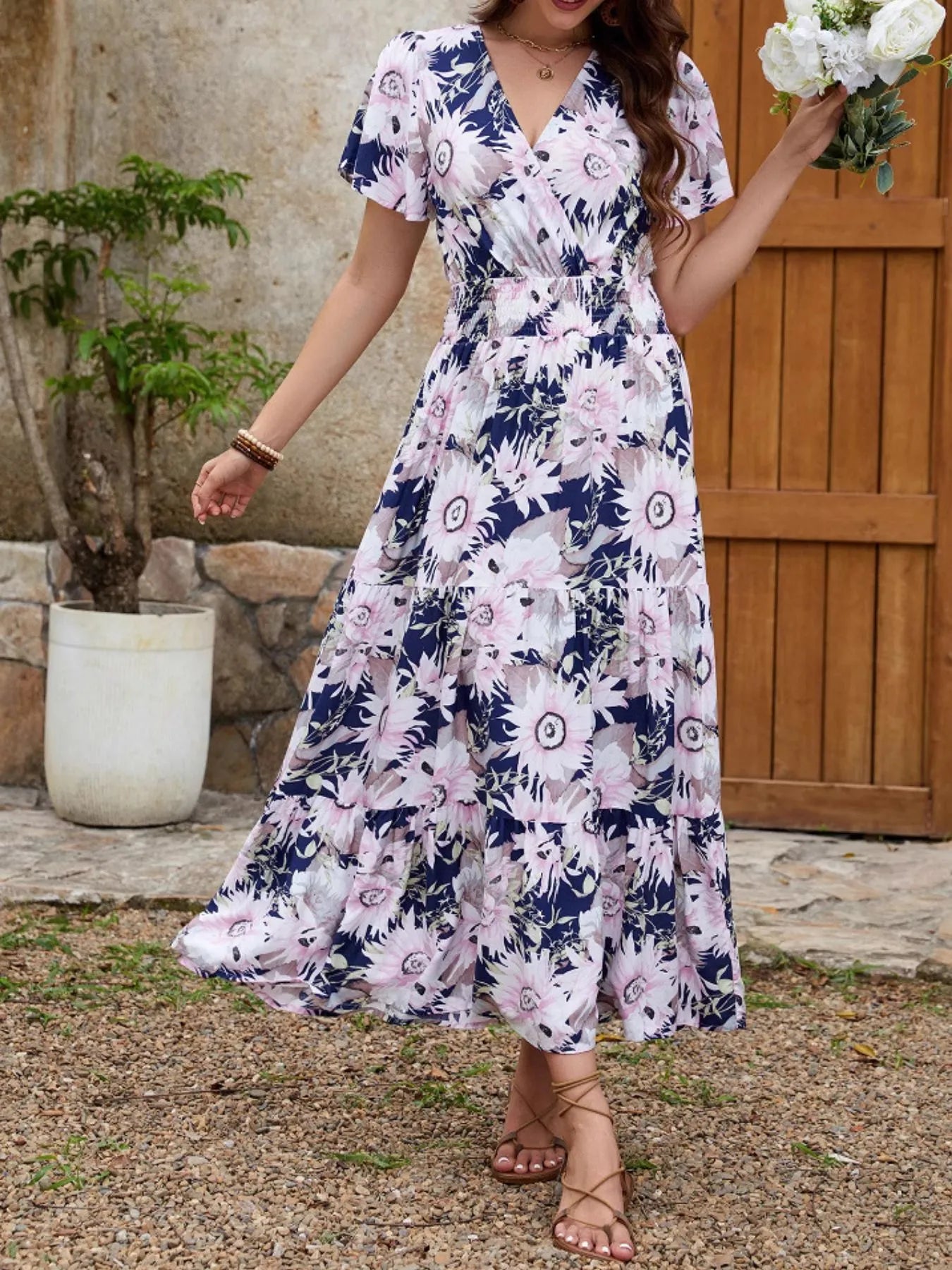 Floral Print Surplice Midi Dress Charming Charlie Floral Print Surplice Midi Dress Charming Charlie