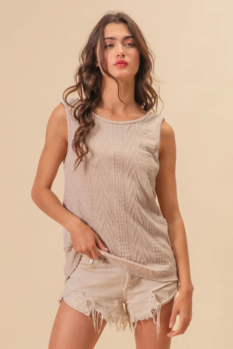 BiBi Tied Shoulder Solid Knit Top main image 0