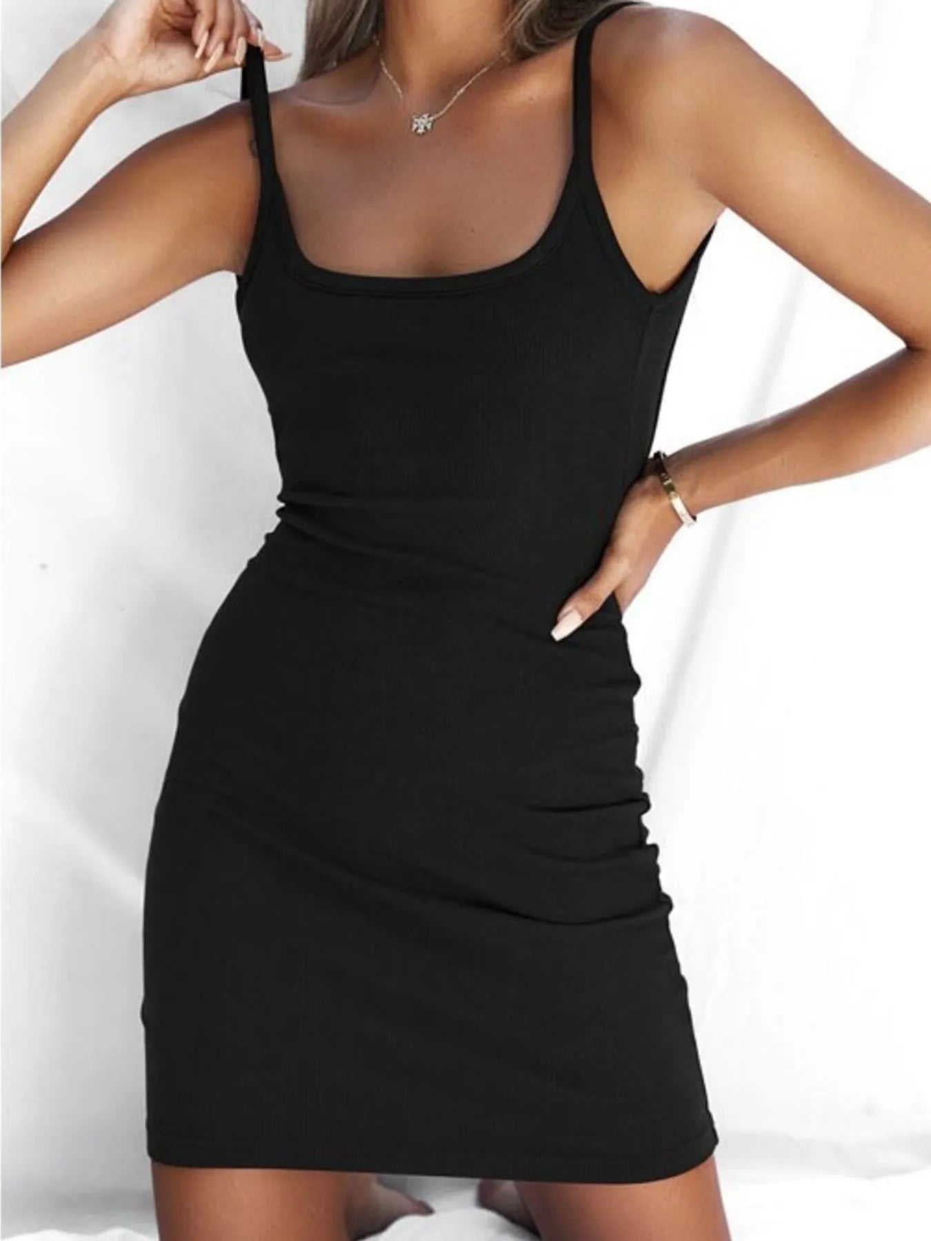 Backless Scoop Neck Bodycon Cami Dress Black / S Backless Scoop Neck Bodycon Cami Dress Black / S