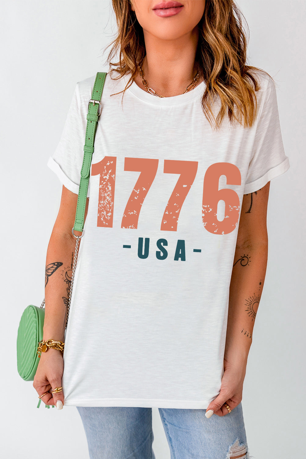 Graphic Round Neck Short Sleeve T-Shirt - Charming Charlie